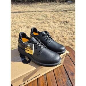 Cat Footwear Women's Prorush Sr+ Oxford Food Service Work Shoes Black Leather 5